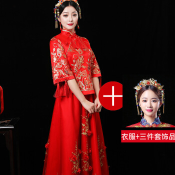 夏の新商品の京東騰訊スポーツショー禾服の新婦の結婚式ドレス中華風のウェディングベール乾杯の時間はドレス妊婦古代で高品質の結婚式をします。