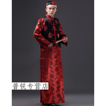 【春夏の上で新しい】公子の格好が良くて、飄々としている長い中国風の漢服男性の古風な古風の結婚服新郎の黒ベストの赤い服L