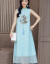 2019夏の新型婦人服コリアスタノ個性百合純色の淑女の中でロングースのウェディングドレス/チャイナドレス/ドレスの甘い青緑色M