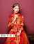【春夏上新】優雅でファッション的な赤色の中華風女性秋2018女性型結婚服敬撒服新婦ドレス2018結婚新型ロングー鳳シンプロ版半袖イヤリングL