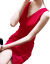 小夜ドレススカート夏女2018新型バーの夜の女装セクシーな吊り下げ赤い尻のワンピースの短い赤い長袖の現物M