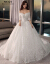 moziオリフュージョン結婚式の新婦ドレス2019新型コリアスタ純色のシリム大き目のサイズ長袖女史ローリング結婚式のワンピース白トレインモデルM