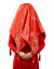 赤い蓋の新婦の中華風の刺繍結婚用品の赤い頭巾の結婚式の道具の孔雀は喜んで頭をかぶせます。