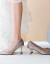 結婚靴の女性2018新型新婦ハイヒールの白いウェディングドレスに似合う結婚靴の中で、バック娘と靴の猫と金色（7.5 cm）39