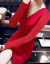 小夜ドレススカート夏女2018新型バーの夜の女装セクシーな吊り下げ赤い尻のワンピースの短い赤い長袖の現物M