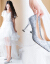 結婚靴の女性2018新型新婦ハイヒールの白いウェディングドレスに似合う結婚靴の中で、バック娘と靴の猫と金色（7.5 cm）39