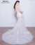 mozi ma Mei do白のウェディングドレスの結婚式ドレース2019秋冬の新しい女性のセクシーオフスタン短いドレイン優雅なストリム姫の肩を見せてウェディングドレスのピンクのM