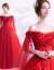 昔の服装の服のウェディングドレスの輝きがまぶしい仙バラの赤い新婦は紗の長袖のウェディングドレスのウェディングドレスウェディングドレスウェディングドレスウェディングドレスの服の服を着ます。ウェディングドレスの時間はドレス9126の赤いXXLを使います。