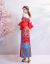 【京東年物祭り】レイトオリエンタルカラーの赤い新婦ウェルディドレスのチャイナドレスの結婚式乾杯の時間はドレス5668 tの赤いMを使います。