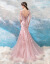 あでやかな仙女の柔らかいピンクの新婦のウェディングベールのマイドのスカートのドレスの結婚する乾杯の時間はドレスの浅いピンクXXLを使います。