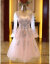 スタイリッシュなラッパ袖仙美花レイス長袖の新婦の乾杯時間はドレスピンクのウェルディーでショートスタイル5922 XLです。