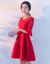 OKOJブランド乾杯時間はドレス新人のショートアイテム2018年春夏新款小ドレス女赤色コリアスタール結婚後ドレスワンピースXLを使います。