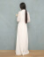 チャイナドレスのロングール茶服ワンピースを改良しました。夏2017新型チャイナドレスのロングスカートの女性白色XXL【ロングースの服長145】