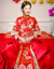 Changyin新婦中華風ドレスショー禾服新装のウェディングドレスの龍鳳衣禾秀服の着物の大きいsaris YQ赤い6 shinプロ版+頭飾り+耳坠XL（140-160斤ぐらいを提案します）