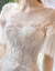 ウェディングドレス2019新モデルナチル旅撮影ライトシャンパンオーフドールラッパ袖短いドレイン新婦仙美結婚ウェディングライトシャンパン短いドレンXL