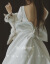 『千鳥』シンプロ長袖TIKTOK大トレーン梅根王妃ハリサテンウエディングドレス(千鳥)トレインL/16530日出荷