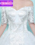 若仙衣阁オーフ・ショルダーのウェディングドレス新モデル影楼シンプの新婦の結婚ローリング・スカートローリングモデル（白）L号-大きサズ『ウエスト2.1尺』