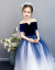 小女の息子のウェディングドレスの夜ドレス姫のスカートの大童ペルジオが出演した服の洋気高貴な紺色140(140ヤード(身長135-45体参照)