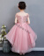 オーフショルダーのウェディングドレスのポンポンポン糸ショープリンセススカートぺージガルピアノ出演服の洋気ピンクのショートアイテムの130 cm