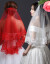 結婚赤いベールの新婦のヘアーの女性の白色の赤いレ-スの長いドレンの頭の糸の仙の結婚の撮影の赤色の1.5メートルの幅*2メートルの長さ(赤いレ-ス)の100 cm-135 cm