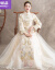 ウェルディドレス白纱秀禾服新婦2019新型の結婚チャイナドレスの乾杯時間はドレス・ウェンディング時代の嫁入り服の中華風鳳冠霞_シャンパン色XLを使います。