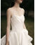 ビスチェサテンの主なウェディングドレス2020新款の新妇軽娜蕾ふわ梦幻のシングルス上品トレイン白いサテンのログネで结ぶスタイル（ウェディングドレス前と同じ长さ）XL