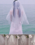 ヘブライ男爵の頭紗仙娜チラ短款シンプロの新婦が結婚しました。白いTIKTOKネットに有名なウェディングドレスの女性撮影道具があります。