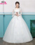 ウェルディ・ドレース冬の長袖オーフドールローリング王女大きサズ新婦の結婚式の女性の中腰のウェディングドレス+8点セットの白色XL