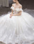 RoySa婼飒主のウェディングドレス2020新款新婦ドレンフーシンドドナチャラルワイドリーム星空豪華結婚ウェディングウェディングウェディングウェディングウェディングウェルディング米白色XL