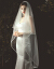 包辺二重のサテンの横顔隠れの中でローリングモデルの新婦の頭紗と白いウェディングベールの旅撮影のベールの頭の糸の白い100 cm-135 cm
